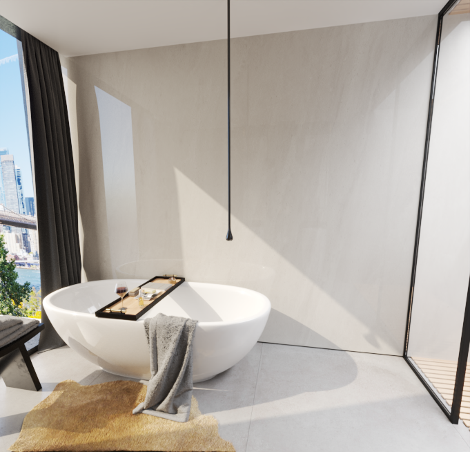 CHECK Smart Wall Tile 30002HG Sichtbeton Cemento-Grau HG (3050x1120x8mm)