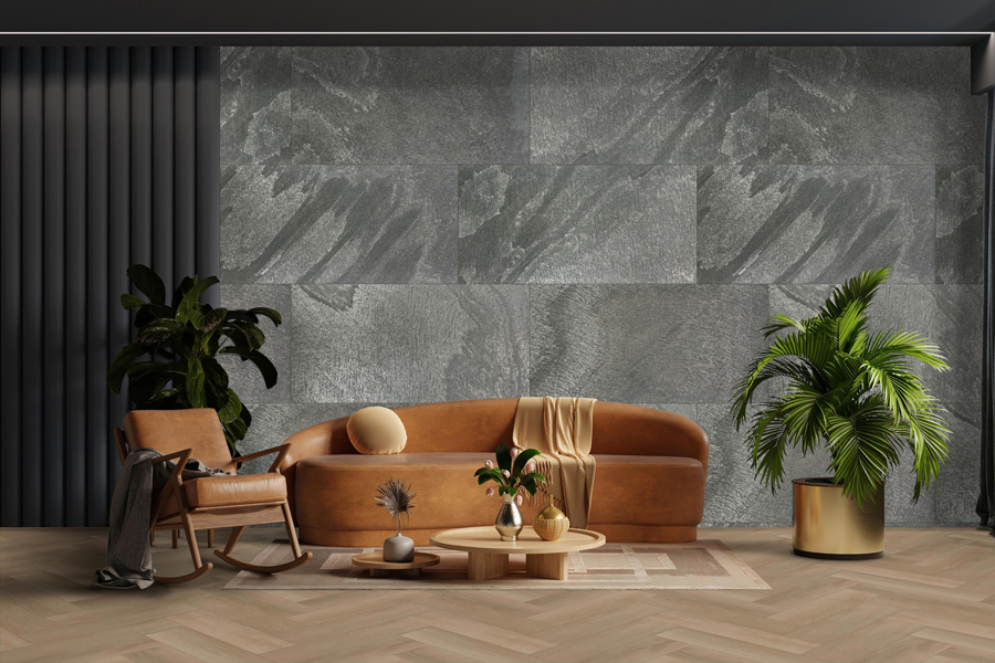 Wandpaneel Check real stone 20000 Schiefer Grau 122 x 61 cm